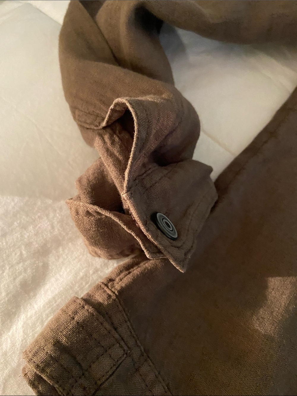 Olive Brown Linen Jean Jacket - Picture 10 of 12
